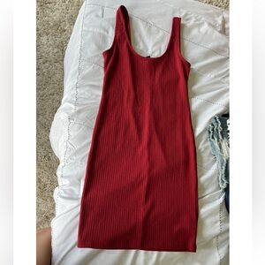 Forever 21 Red Ribbed Pencil Dress